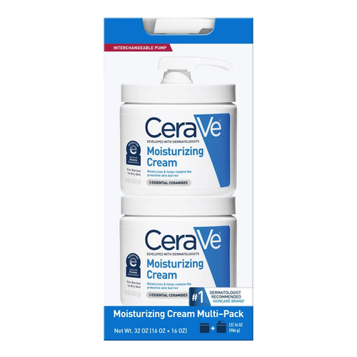 CeraVe Moisturizing Cream Interchangeable Multi-Pack, 16 oz Jar with Pump + 16 oz Jar