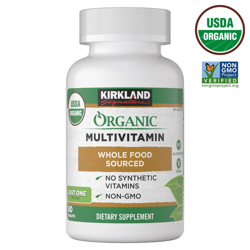 Kirkland Signature USDA Organic Multivitamin, 80 Coated Tablets