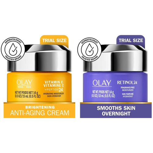 Olay Facial Moisturizer Skin Care Bundle, Mini Day and Night Moisturizer Set